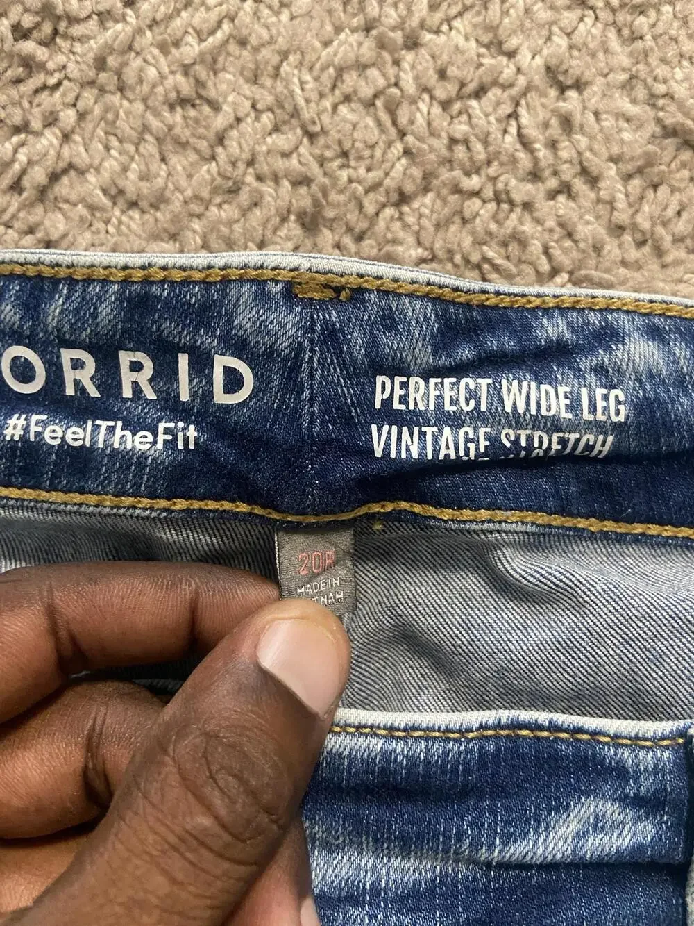 Torrid Perfect Wide Leg Jeans Womens 20R Blue Vintage Stretch Distressed Plus